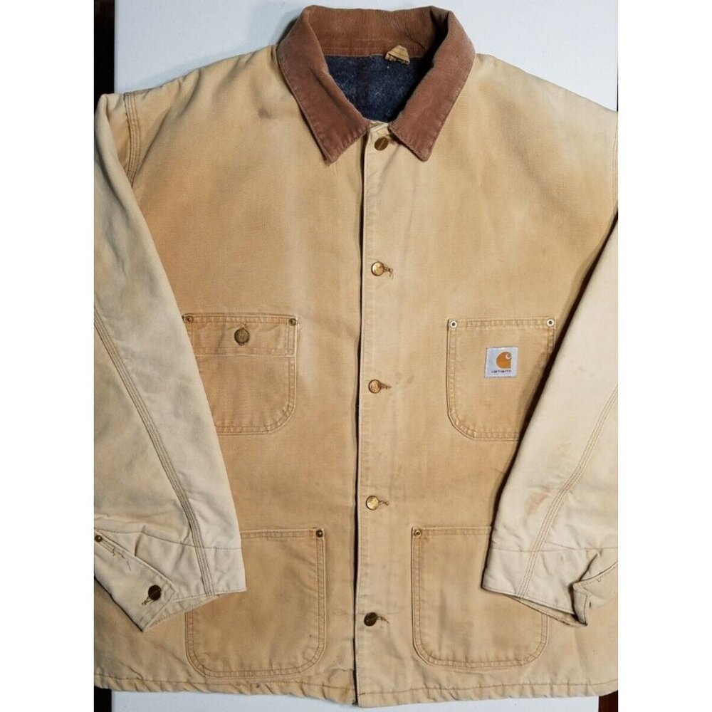 Carhartt Button Up Duck Canvas Blanket Lined Chore Work Coat Jacket Men's 3XL